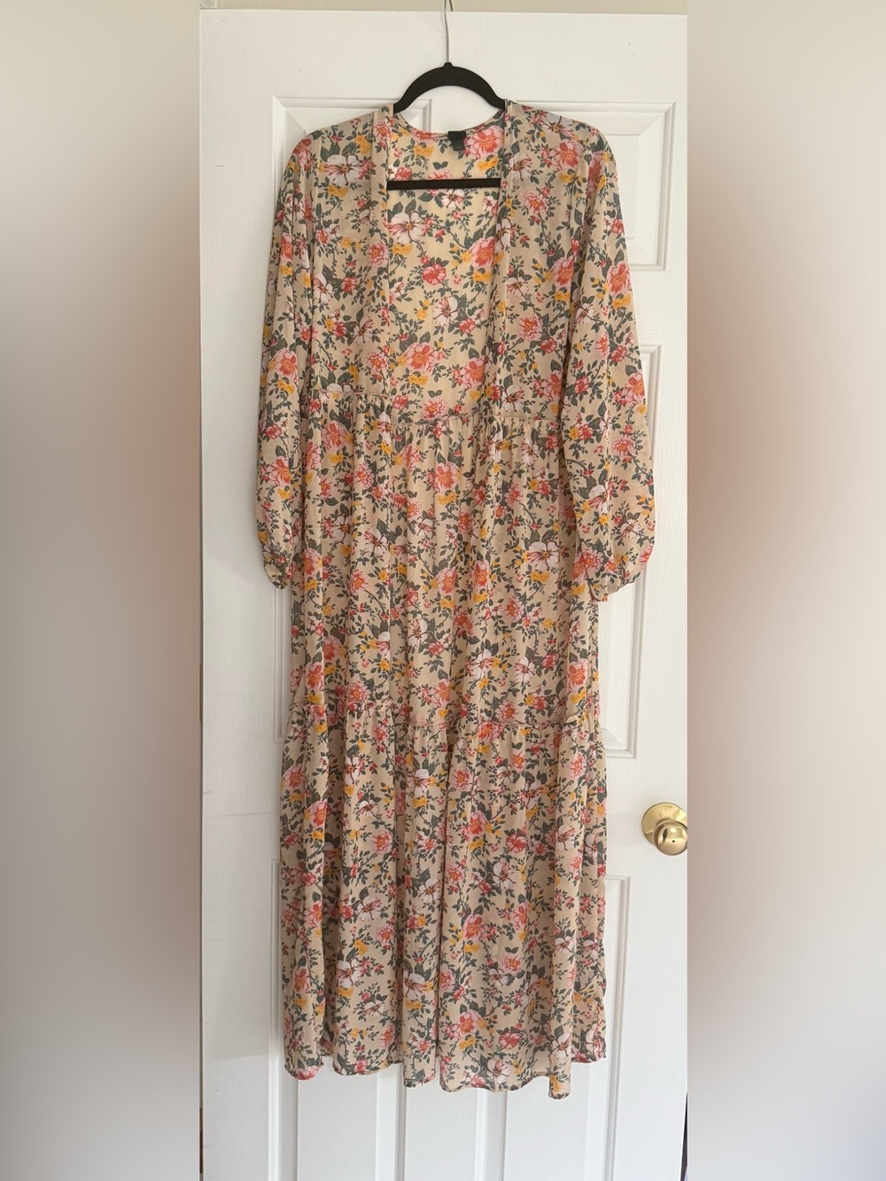 wild fable Beige Floral Maxi Dress with Pink & Yellow Blooms